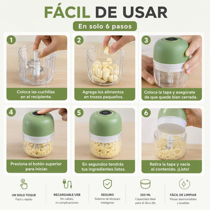 Mini Procesador de Alimentos Inalámbrico USB 250ml