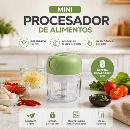 Mini Procesador de Alimentos Inalámbrico USB 250ml