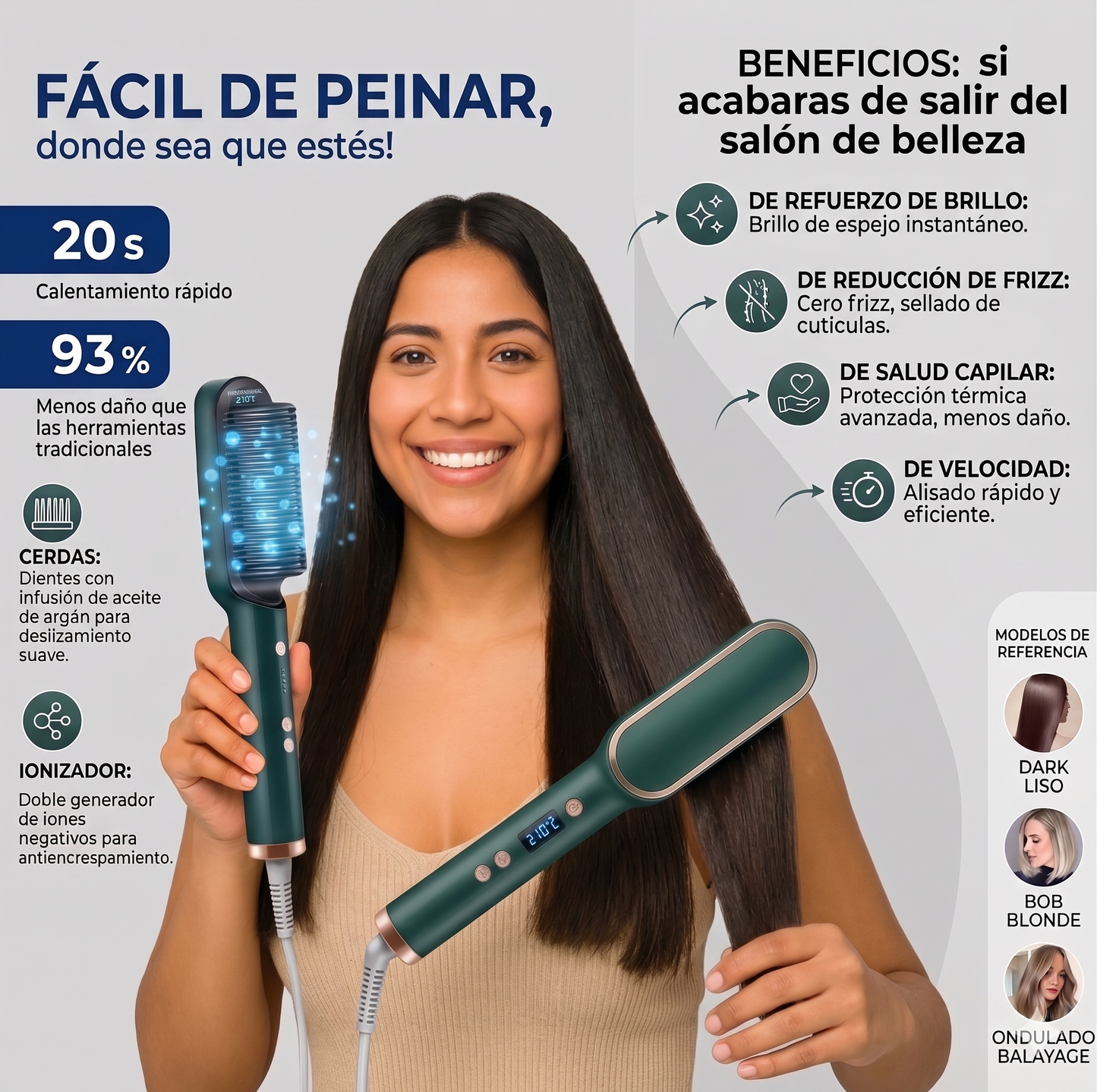 Cepillo Alisador Iónico Profesional